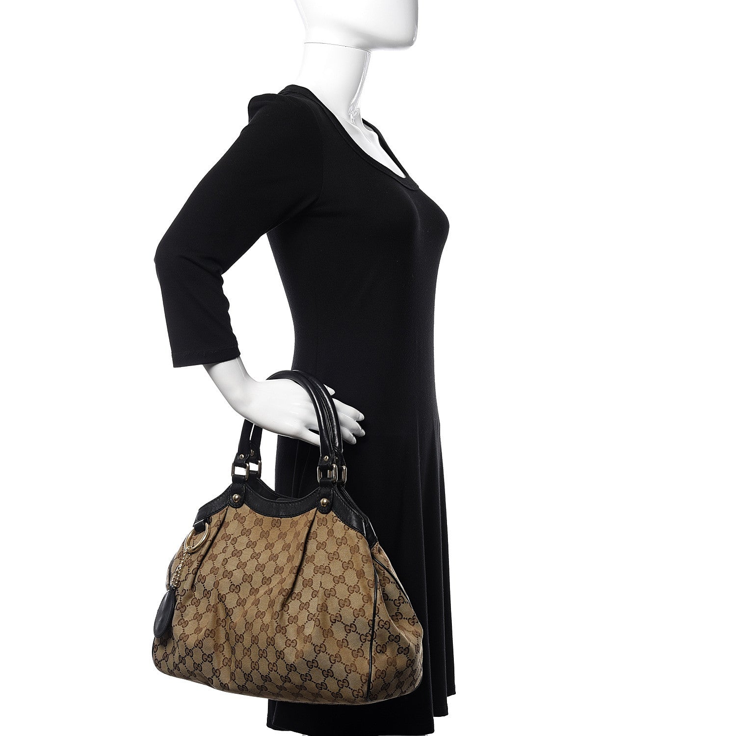 Gucci Monogram Medium Sukey Tote Beige Ebony Black 2 of 14