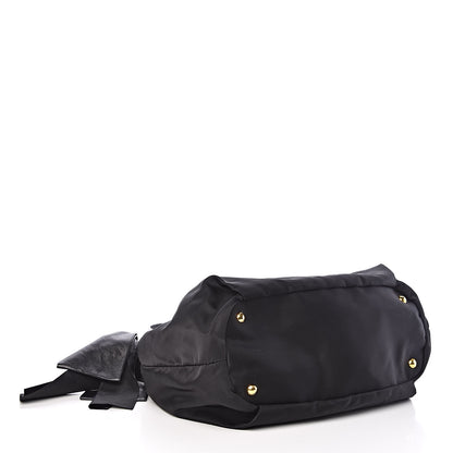 Prada Tessuto Nylon Jacquard Logo Bow Bag Black 4 of 8