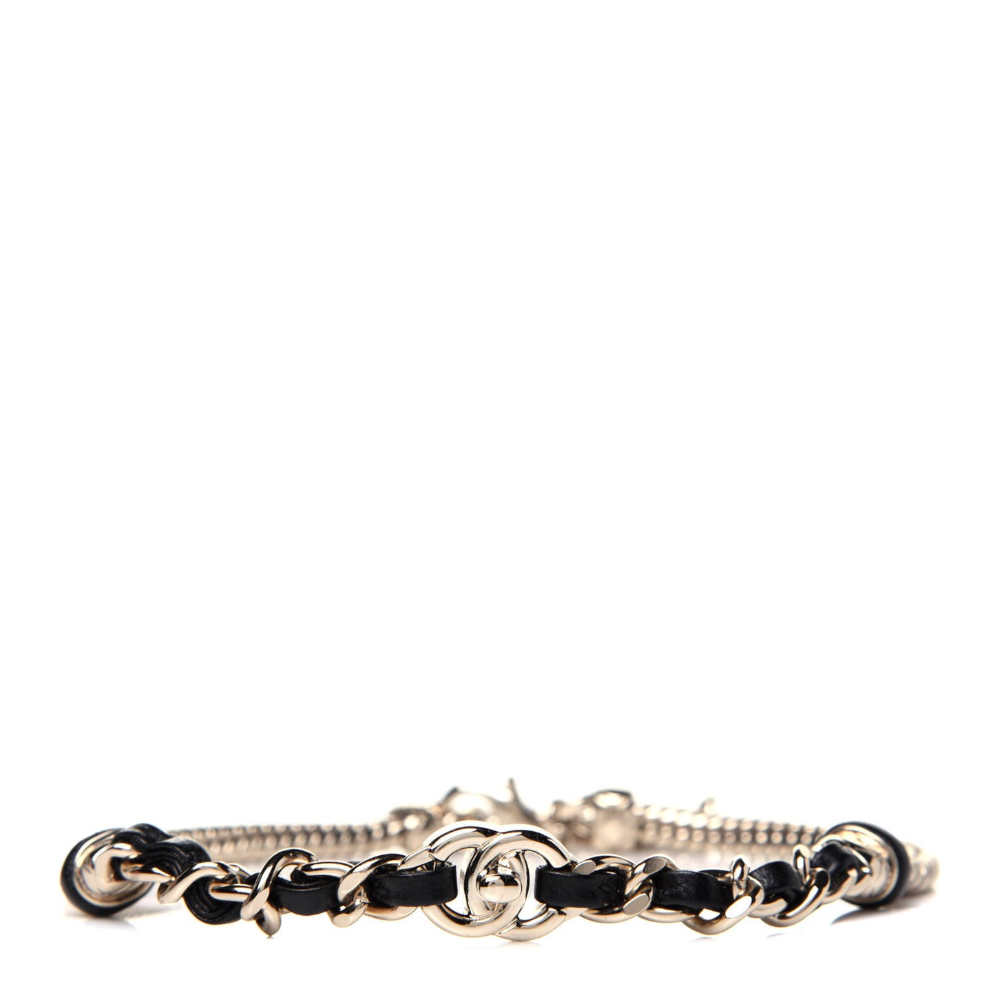 Metal Lambskin CC Turnlock Choker Necklace Black Gold
