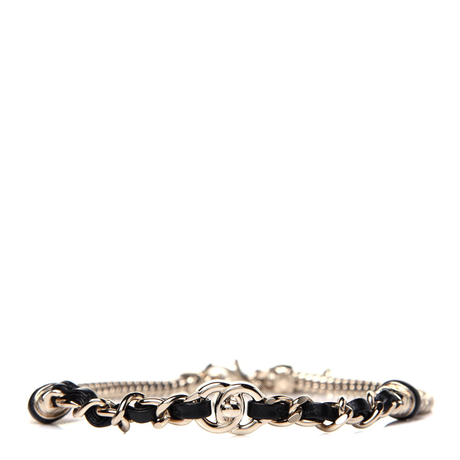 Chanel Metal Lambskin CC Turnlock Choker Necklace Black Gold 1 of 5