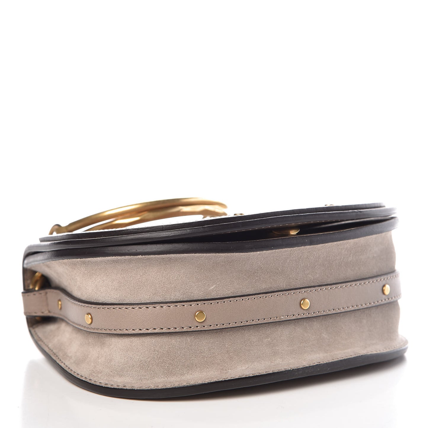 Calfskin Suede Small Nile Bracelet Bag Motty Grey