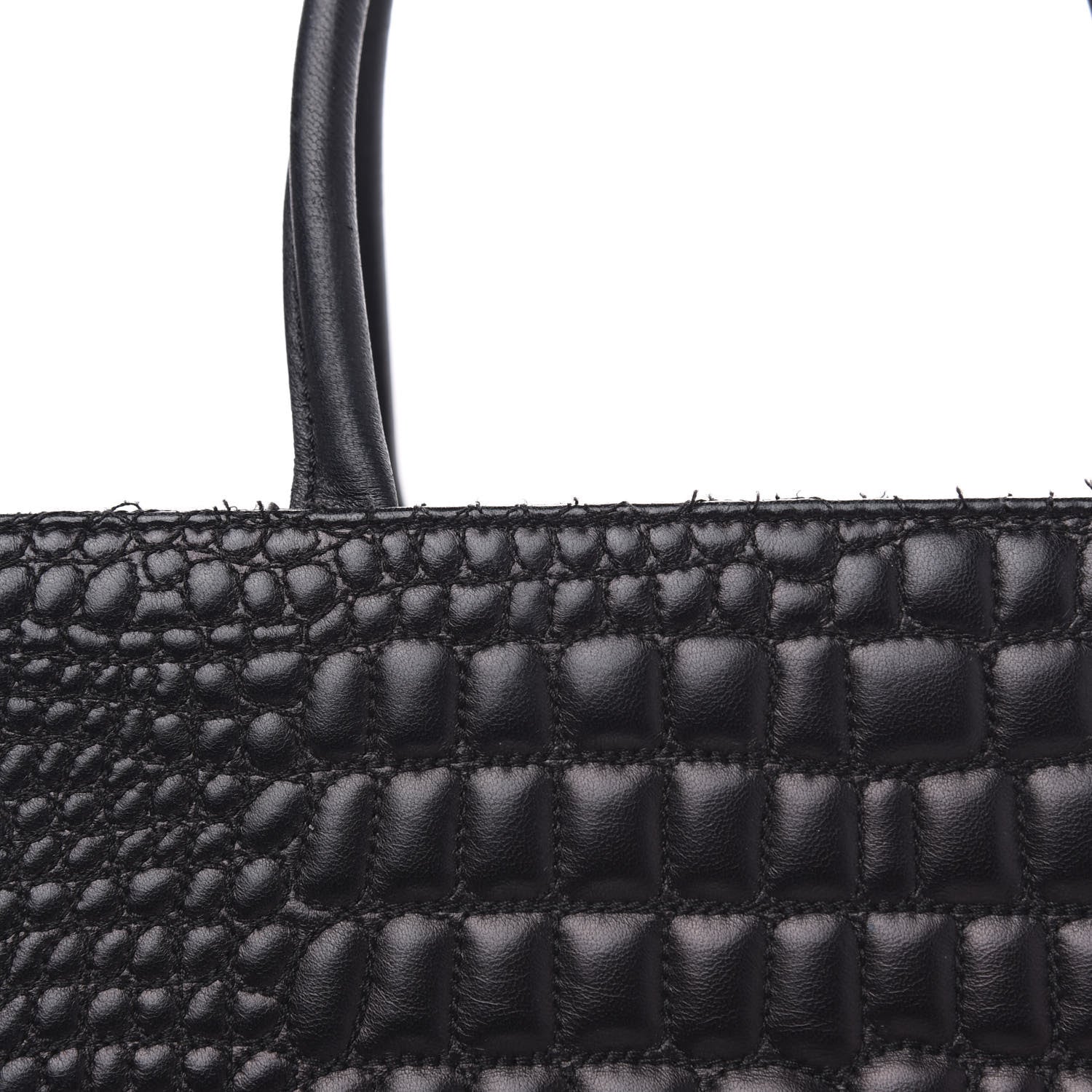 Fendi Nappa Crocodile Trapuntata Medium 2Jours Tote Black 16 of 16