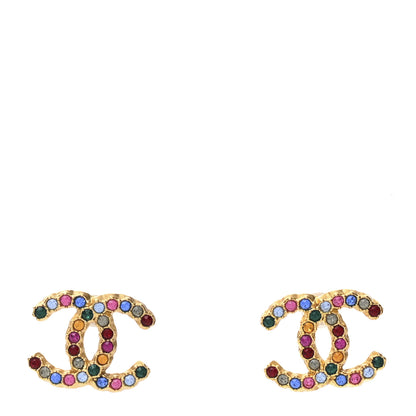Chanel Crystal Over The Rainbow CC Earrings Gold Multicolor 1 of 4