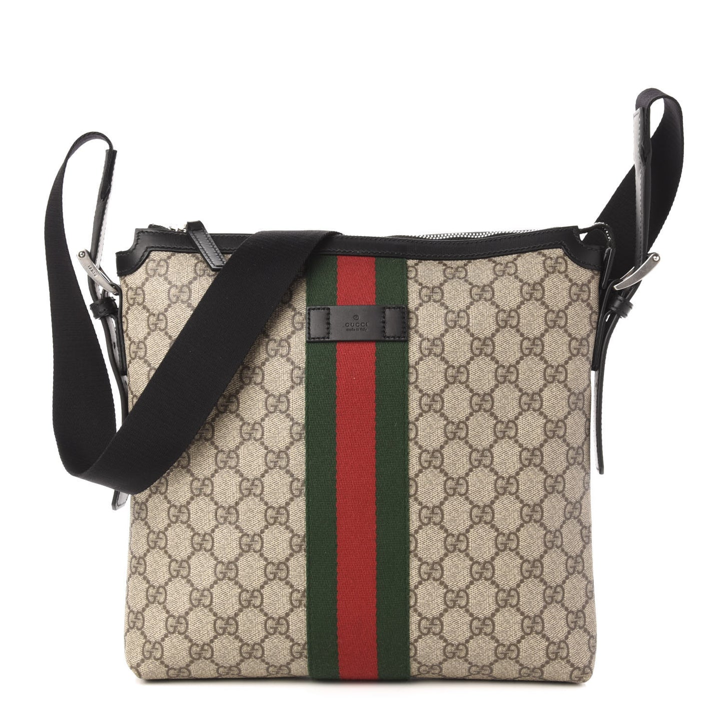 GG Supreme Monogram Web Messenger Bag Black