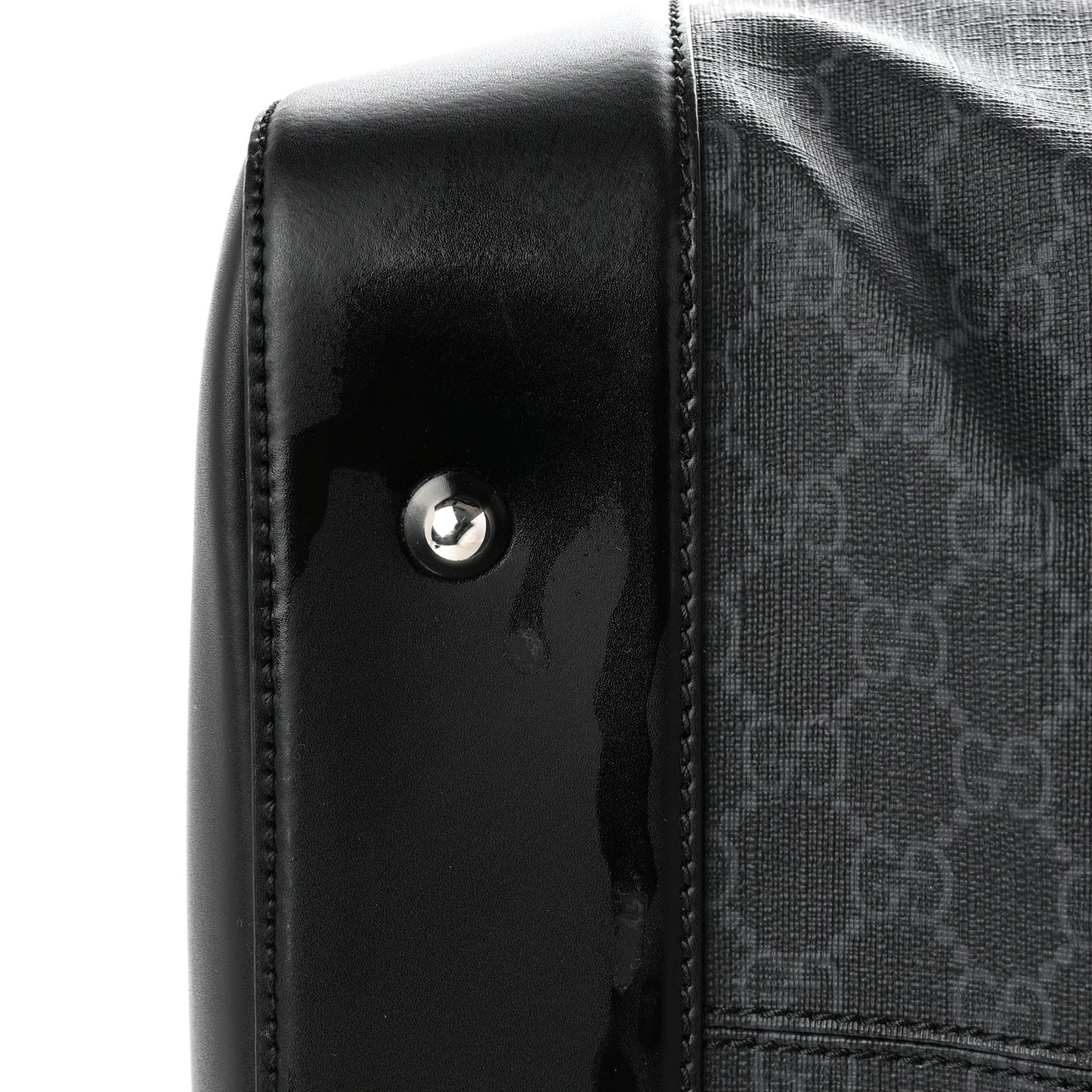 Soft GG Supreme Calfskin Web Medium Carry On Duffle Bag Black Grey