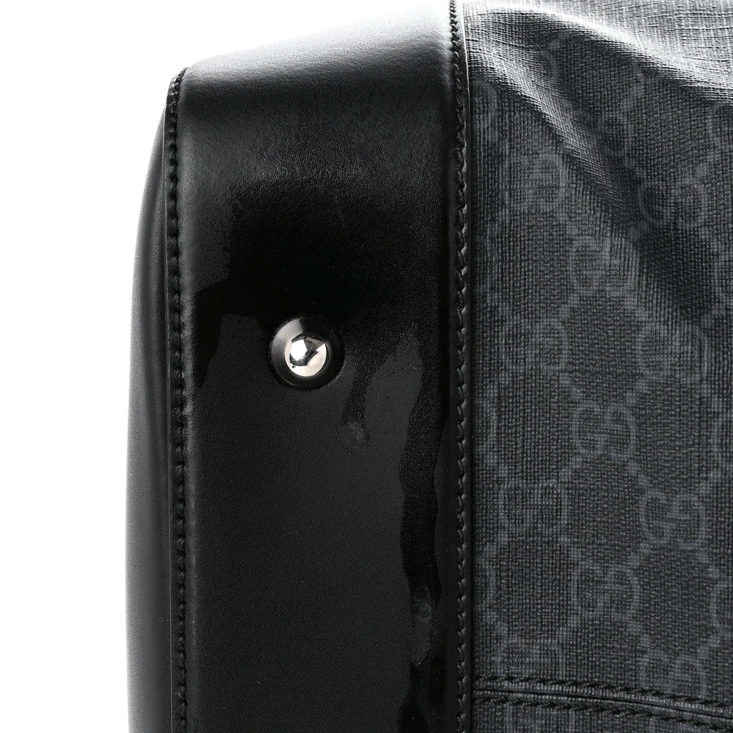 Gucci Soft GG Supreme Calfskin Web Medium Carry On Duffle Bag Black Grey 14 of 18
