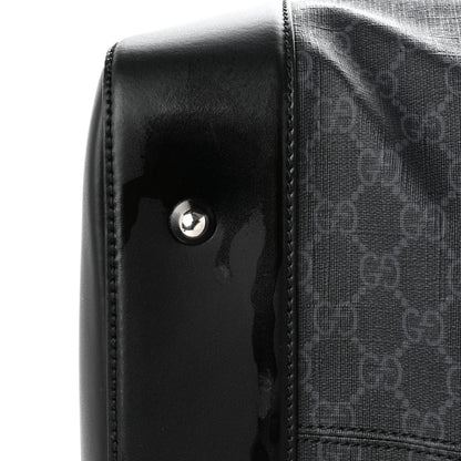 Gucci Soft GG Supreme Calfskin Web Medium Carry On Duffle Bag Black Grey 14 of 18