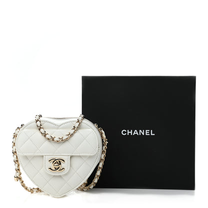 Chanel Lambskin Quilted CC In Love Heart Clutch With Chain White 11 of 11