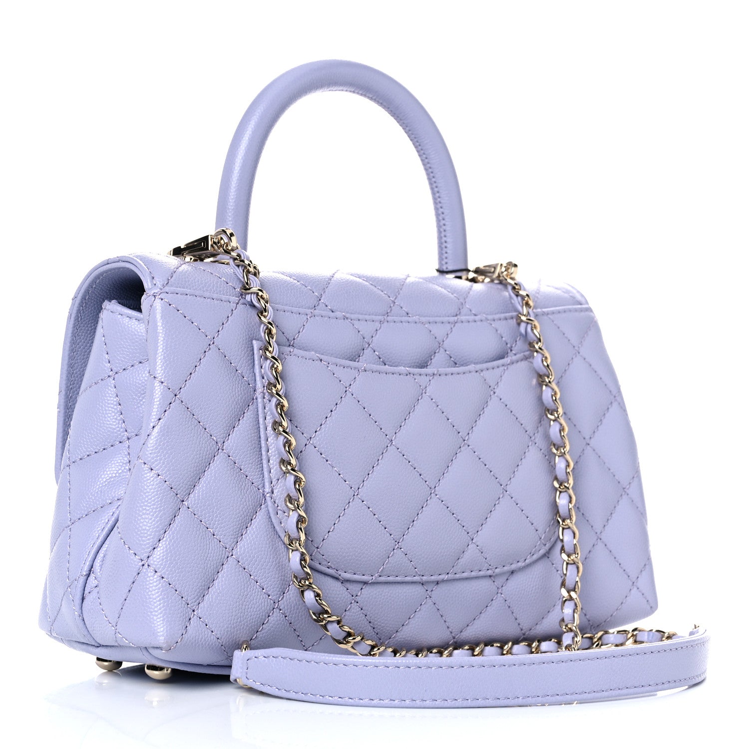 Chanel Caviar Quilted Mini Coco Handle Flap Light Purple 3 of 9