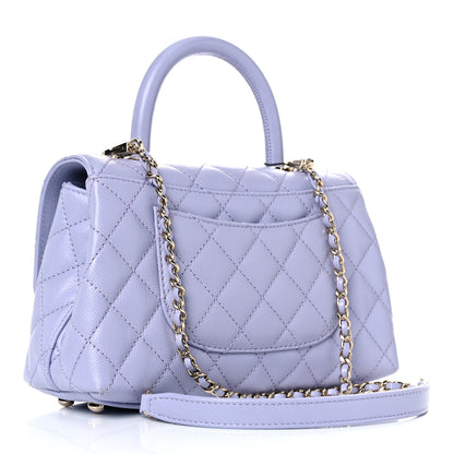 Chanel Caviar Quilted Mini Coco Handle Flap Light Purple 3 of 9