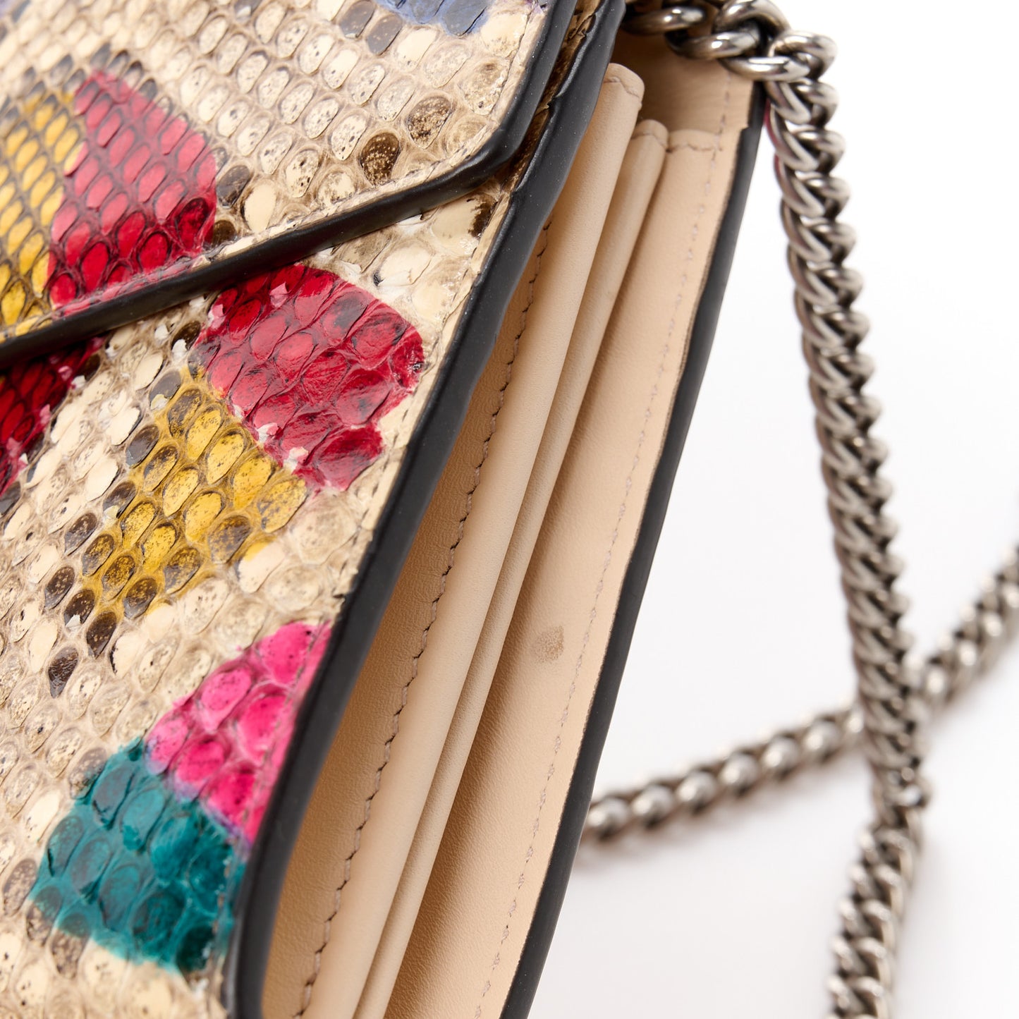 Snakeskin Mini Dionysus Chain Wallet Multicolor