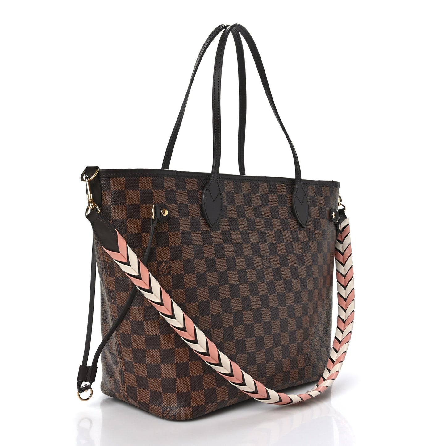 Damier Ebene Braided Neverfull MM Pink