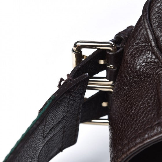 Pebbled Calfskin Medium Heritage Shoulder Bag Dark Brown