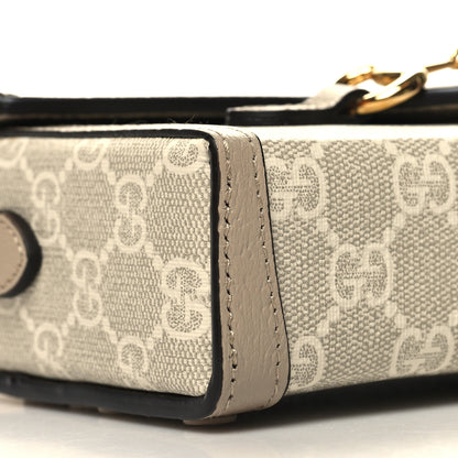 Gucci GG Supreme Monogram Textured Dollar Calfskin Mini Horsebit 1955 Shoulder Bag Beige Mystic White Oatmeal 9 of 11