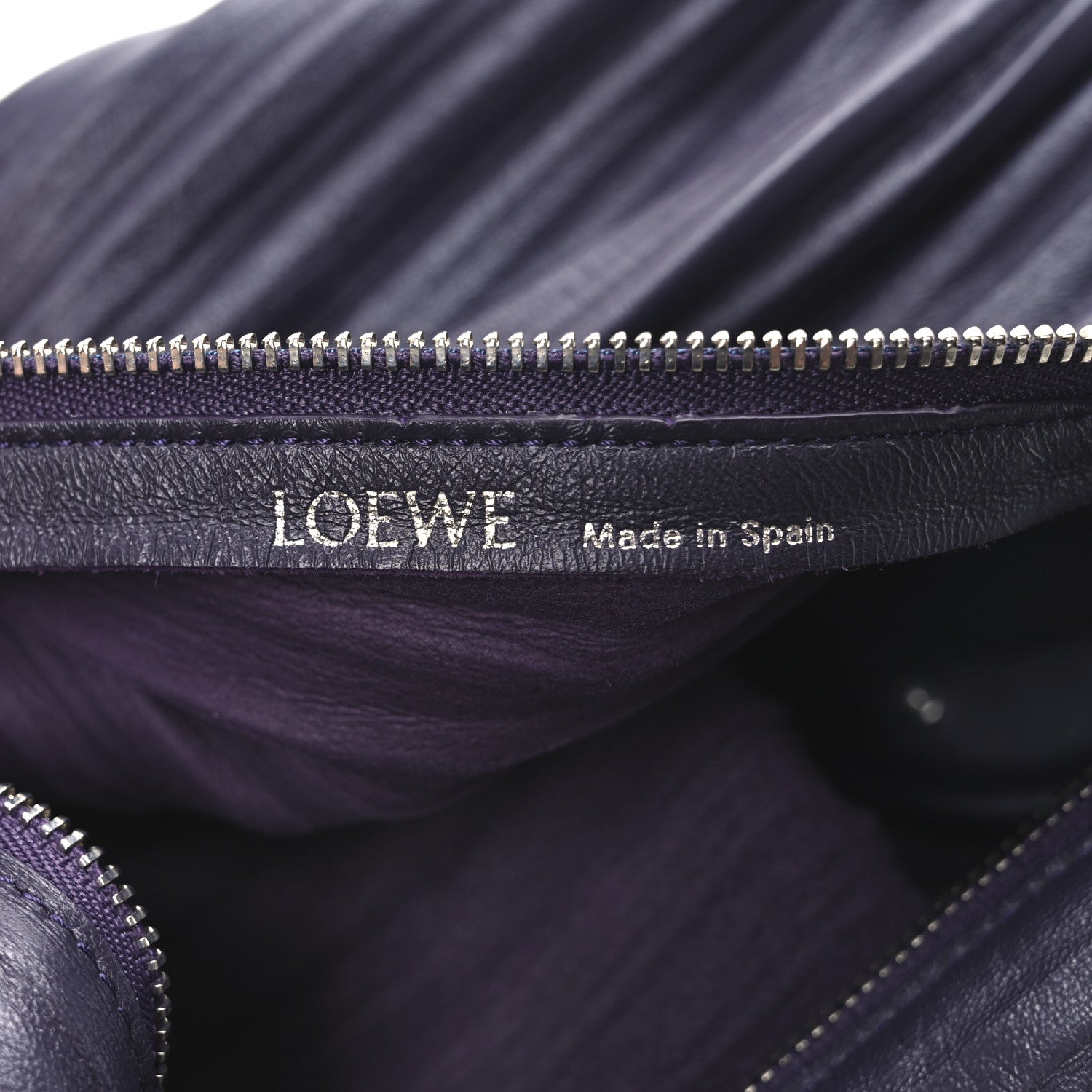 Loewe Lambskin Pleated Bracelet Pouch shoulder Bag Violet 6 of 10