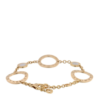 Bulgari 18K Yellow Gold Mother of Pearl Signature Chain Bracelet 2 of 3
