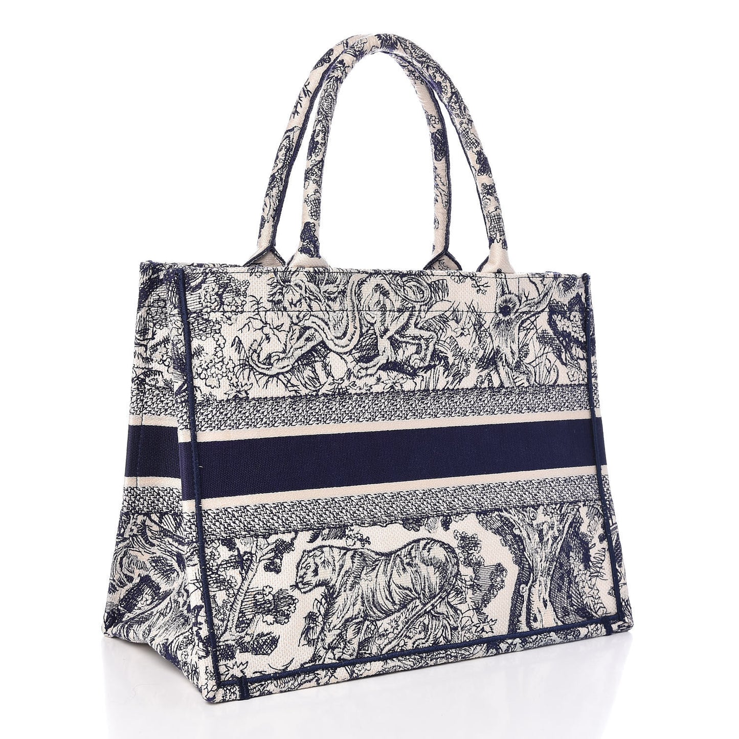 Canvas Embroidered Medium Dioriviera Toile De Jouy Book Tote Blue