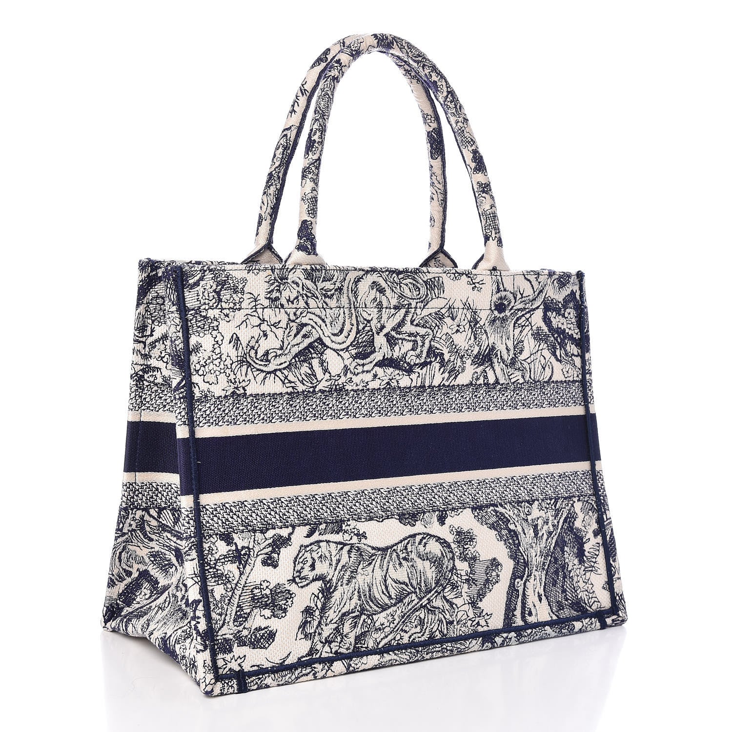 Christian Dior Canvas Embroidered Medium Dioriviera Toile De Jouy Book Tote Blue 3 of 9