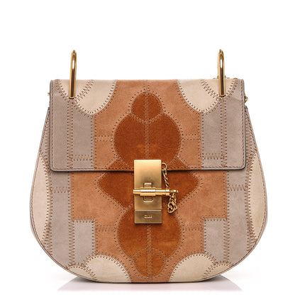Chloe Suede Calfskin Patchwork Drew Shoulder Bag Motty Grey 1 of 6