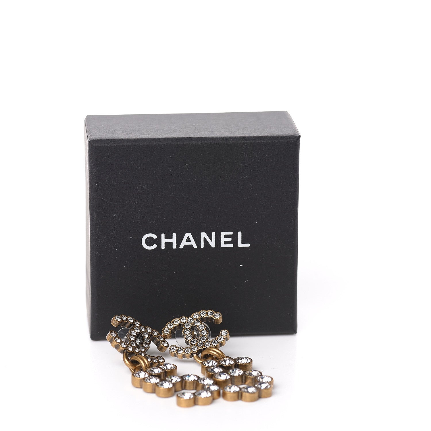 Chanel Metal Crystal City of Lights No 5 Drop Earrings Gold 5 of 5