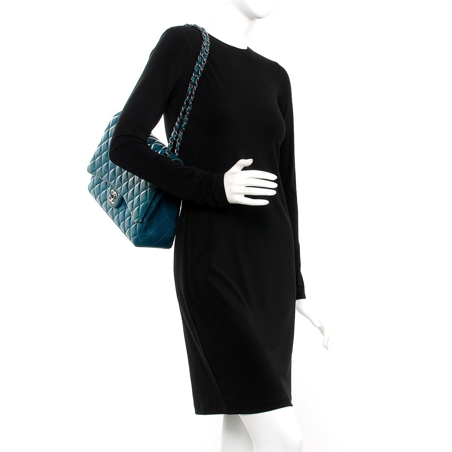 Lambskin Quilted Maxi Double Flap Turquoise