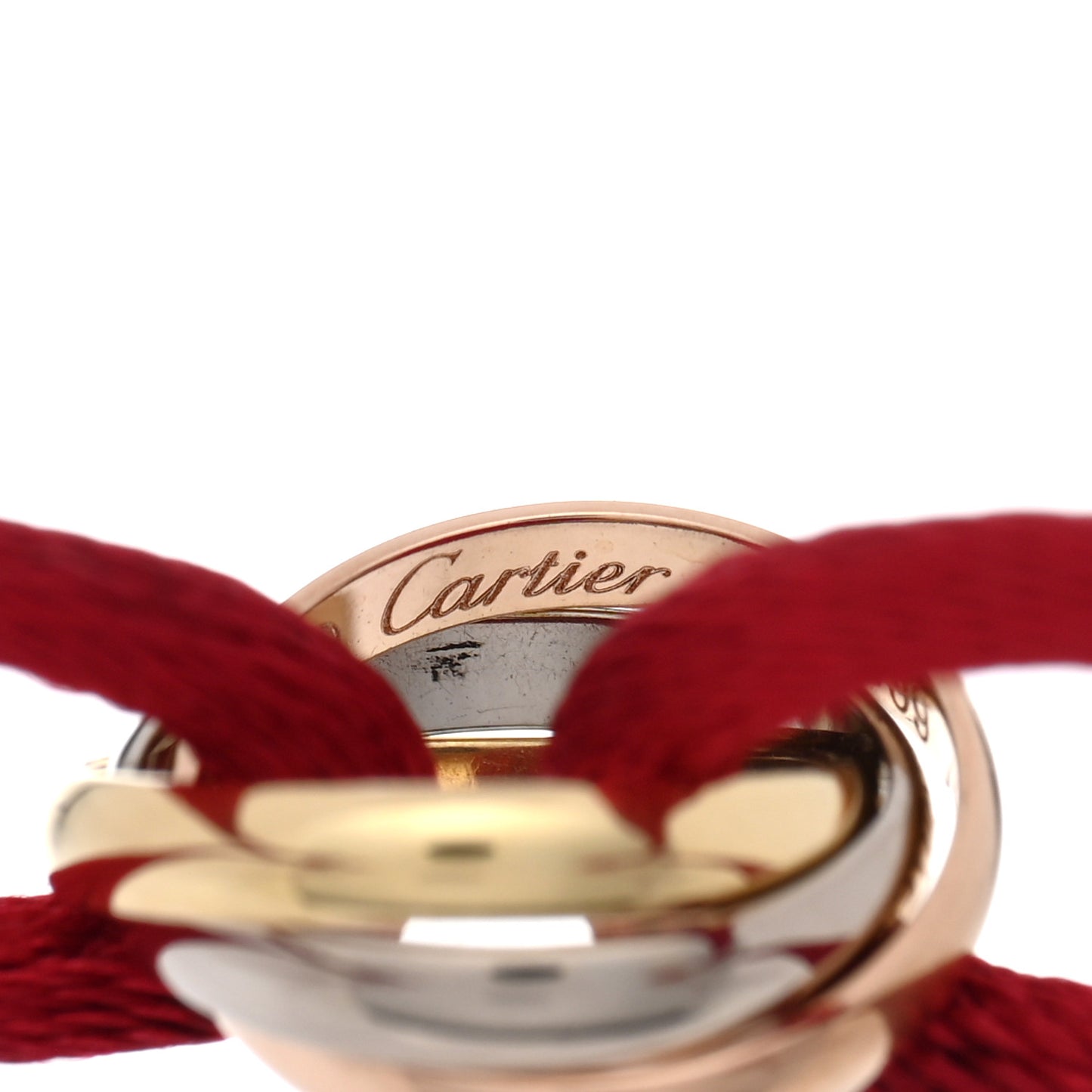 18K Pink Yellow White Gold Trinity Cord Bracelet Red