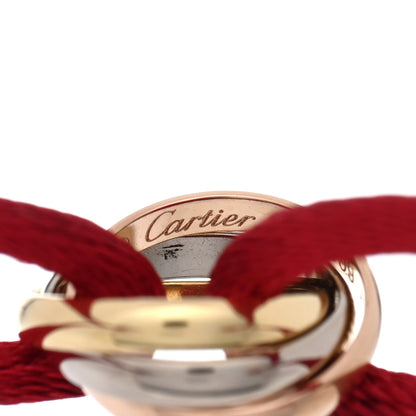 Cartier 18K Pink Yellow White Gold Trinity Cord Bracelet Red 3 of 4