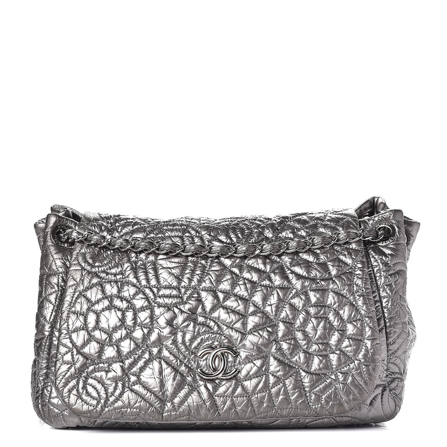 Vinyl Graphic Edge Accordion Flap Bag Silver