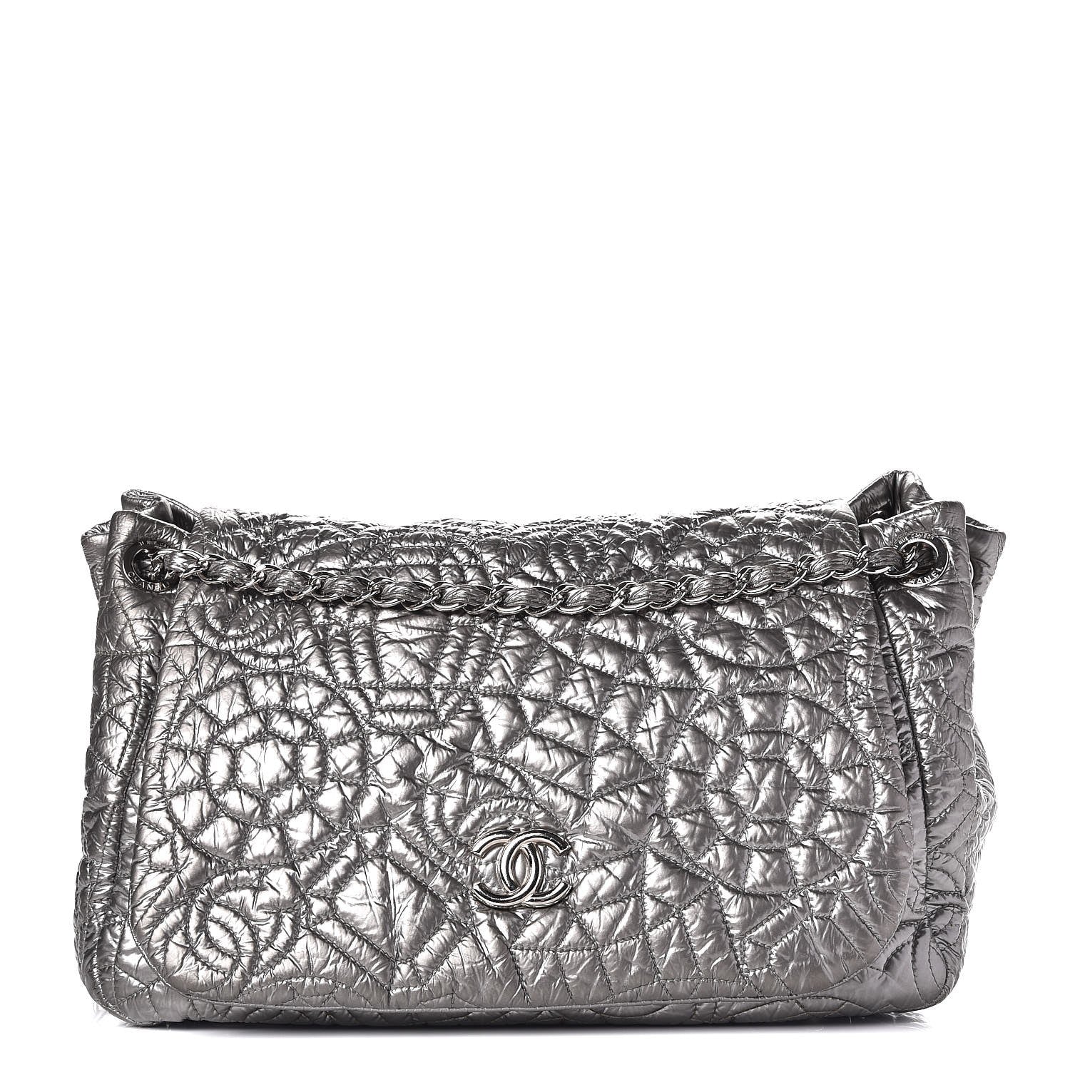 Chanel Vinyl Graphic Edge Accordion Flap Bag Silver 1 of 9