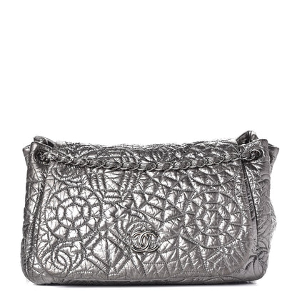 Chanel Vinyl Graphic Edge Accordion Flap Bag Silver 1 of 9