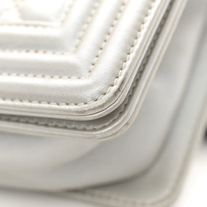 Chanel Metallic Lambskin Quilted Small Boy Flap Silver 12 of 13