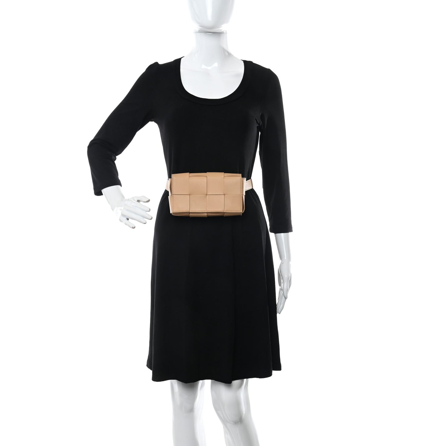 Lambskin Intreccio Cassette Belt Belt Bag Almond