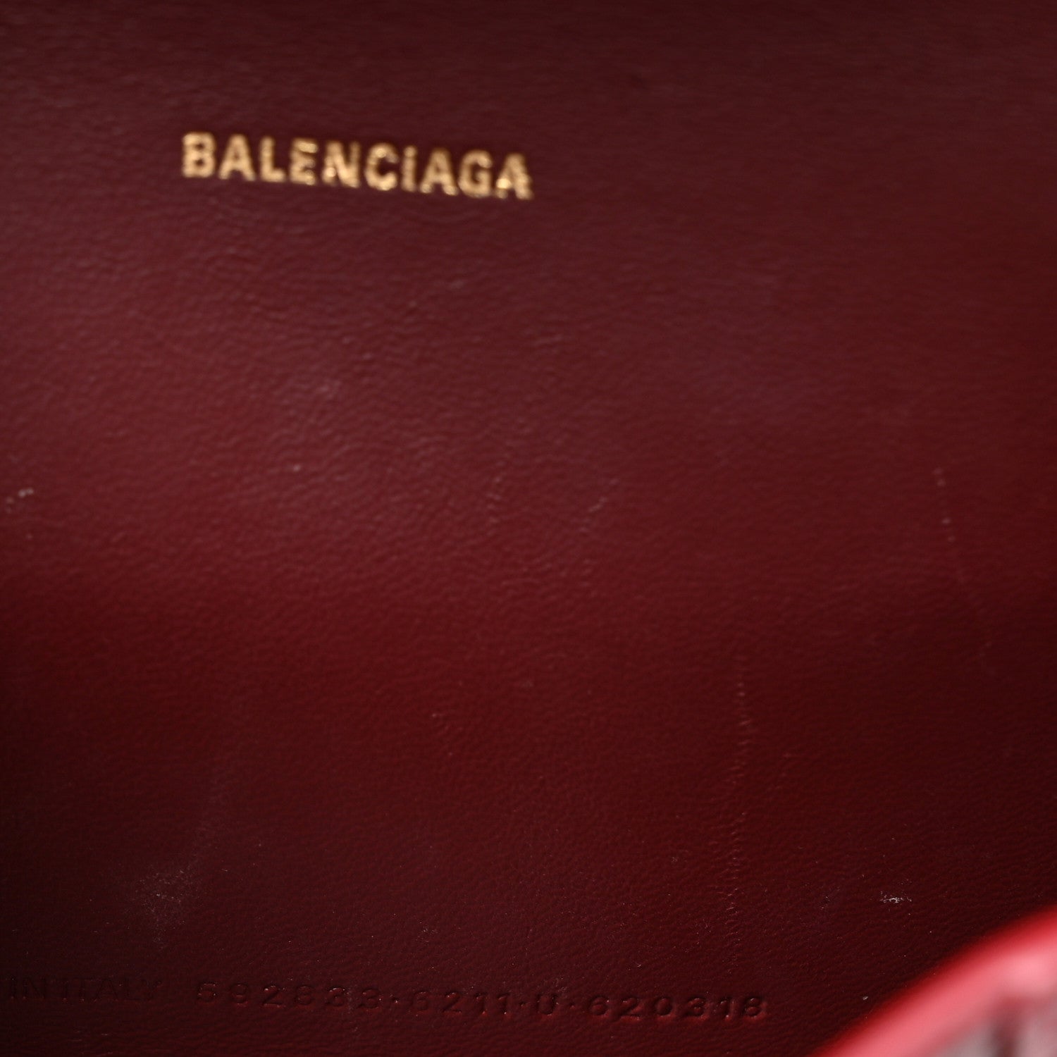 Balenciaga Shiny Calfskin Crocodile Embossed Hourglass Top Handle Bag XS Dark Red 7 of 12