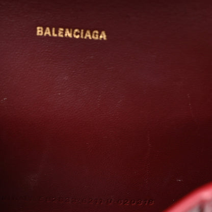 Balenciaga Shiny Calfskin Crocodile Embossed Hourglass Top Handle Bag XS Dark Red 7 of 12
