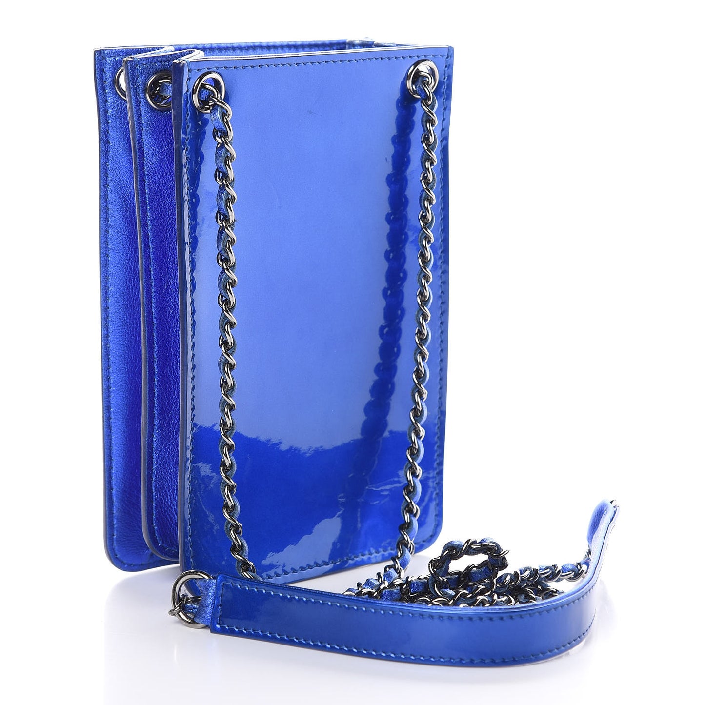 Metallic Patent Crossbody CC Phone Holder Blue