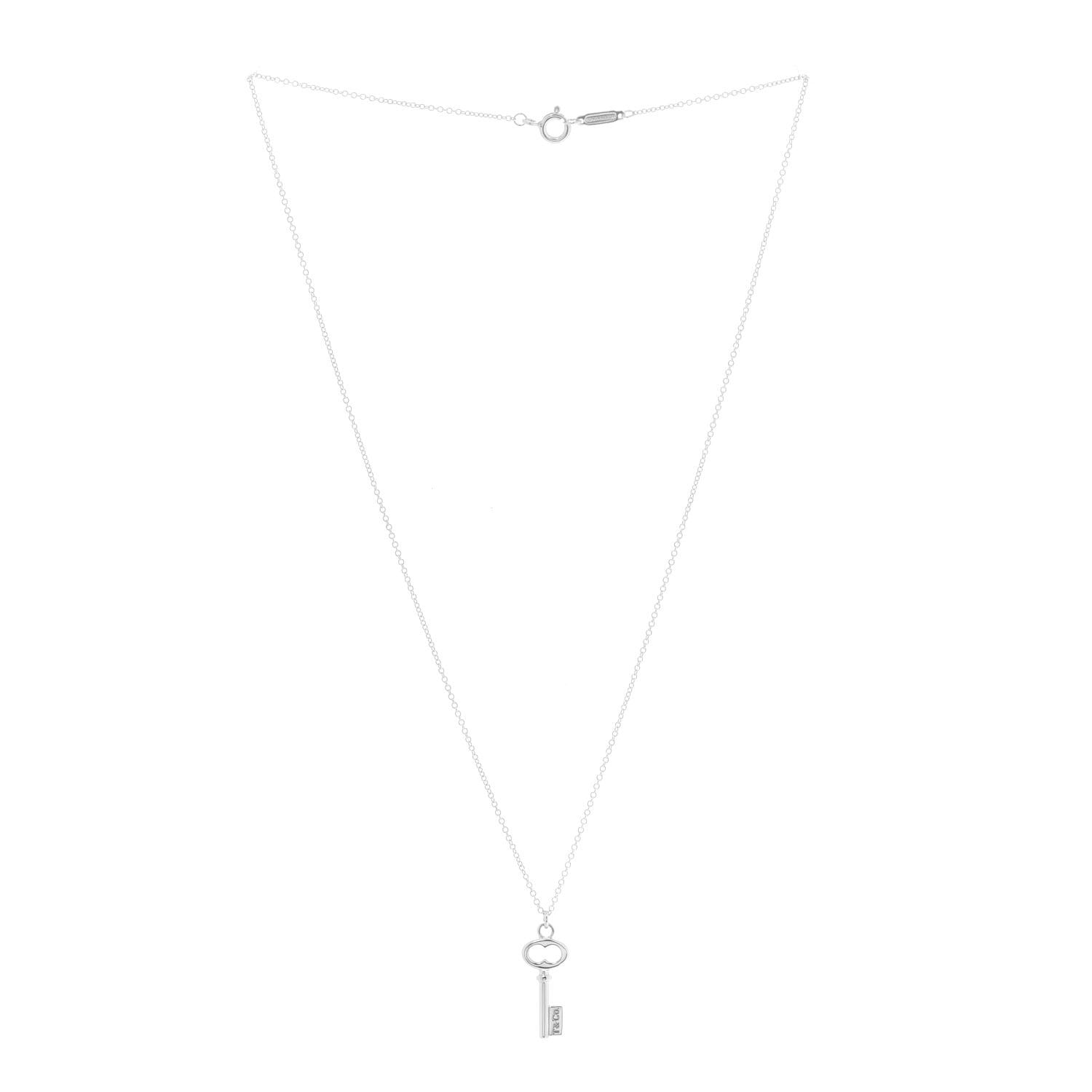 Tiffany Sterling Silver Mini Oval Key Pendant Necklace 3 of 6