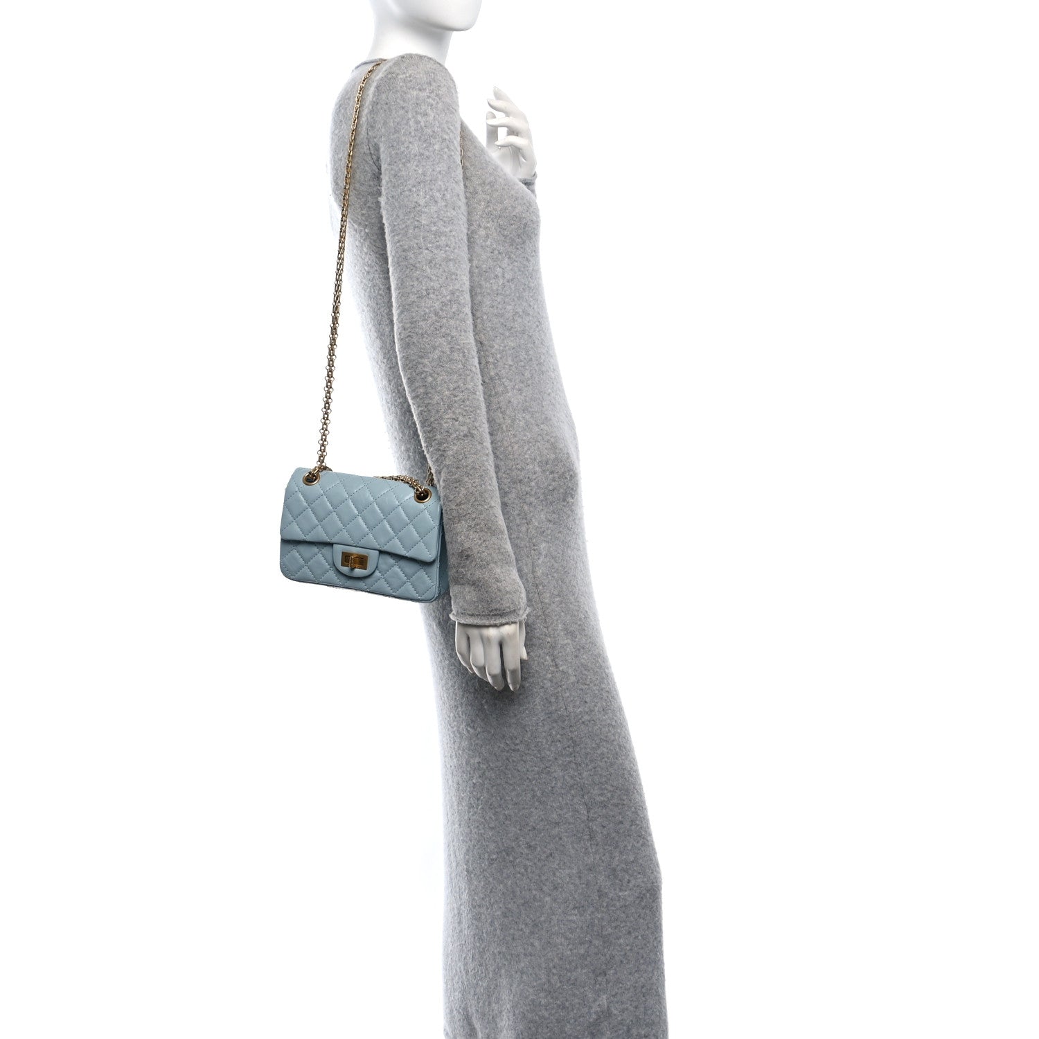 Chanel Aged Calfskin Quilted 2.55 Reissue Mini Flap Light Blue 2 of 10