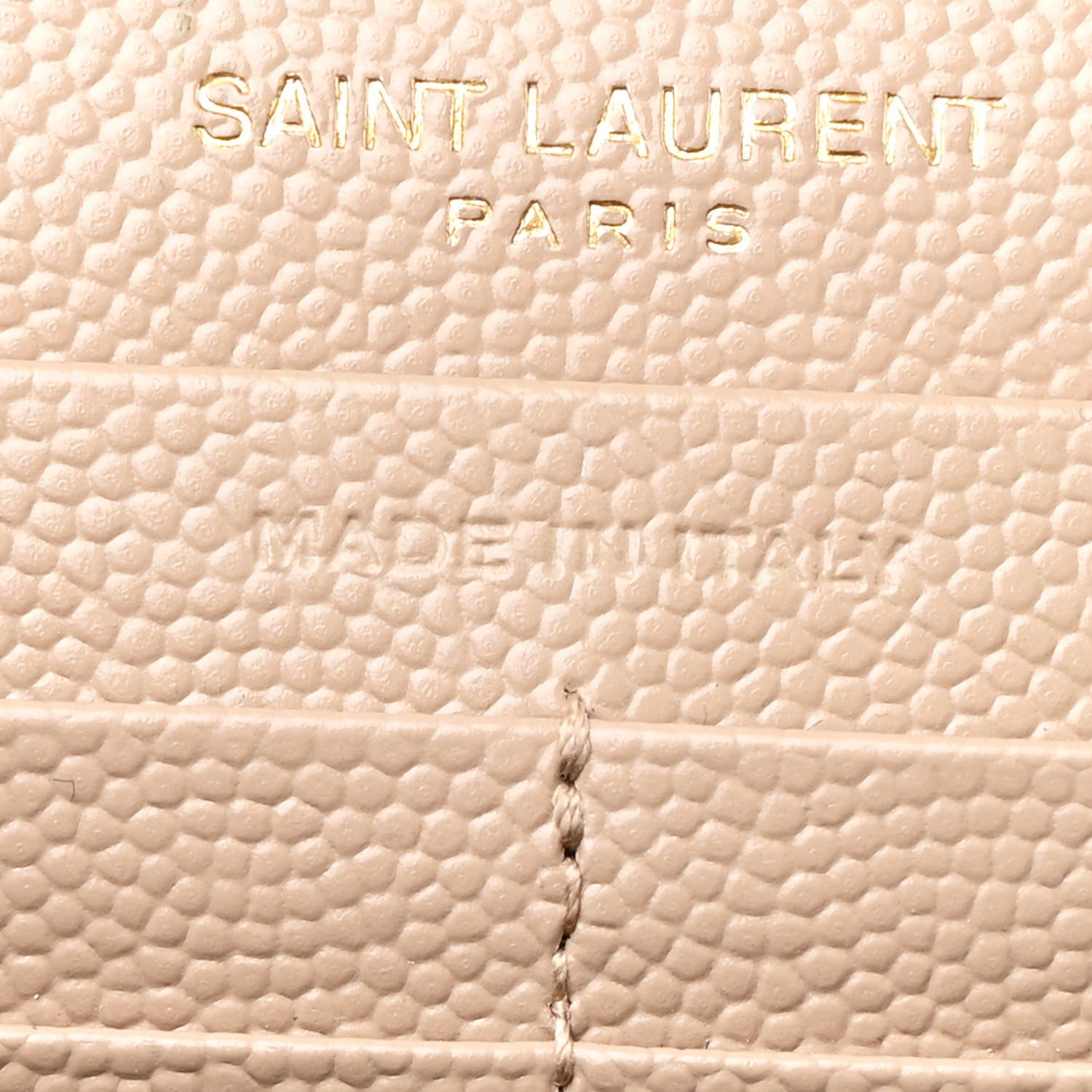 Saint Laurent Grain De Poudre Matelasse Chevron Monogram Chain Wallet Dark Beige 8 of 12