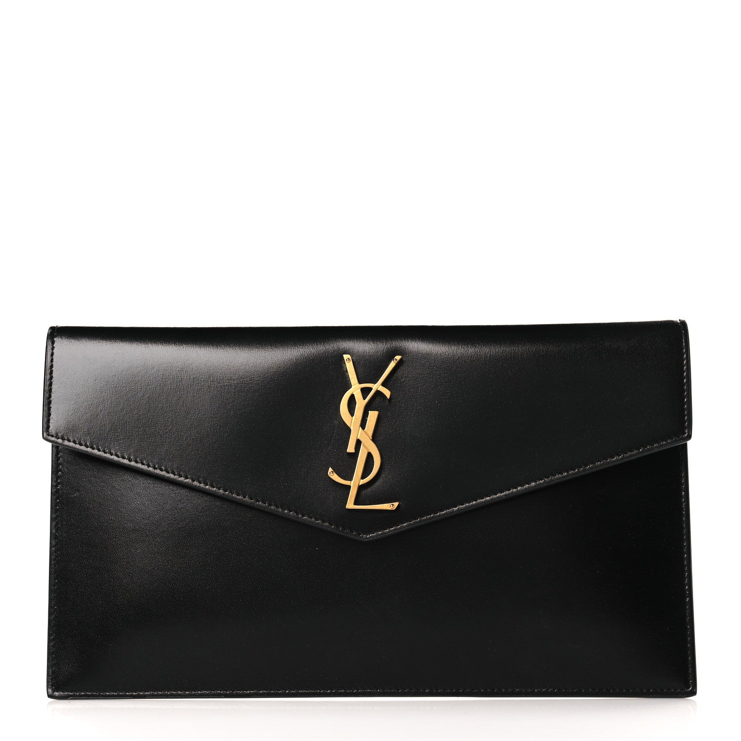 Saint Laurent Smooth Shiny Calfskin Monogram Uptown Pouch Black 1 of 7