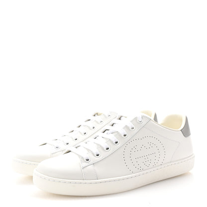 Gucci Calfskin Interlocking G Perforated Womens Ace Sneakers 39 White Grey Sky 4 of 11