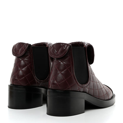 Chanel Lambskin Quilted Cap Toe CC Turnlock Booties 36 Burgundy Black 4 of 9