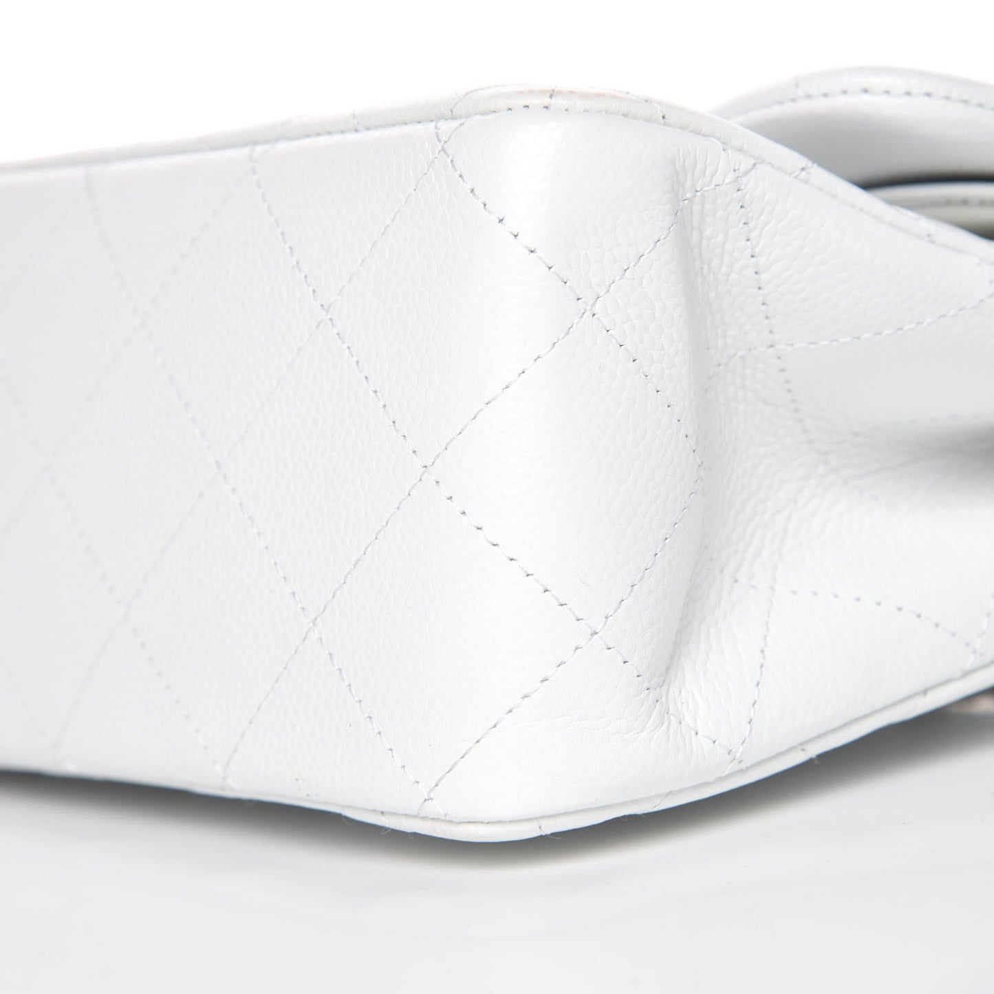 Caviar Quilted Jumbo Double Flap White