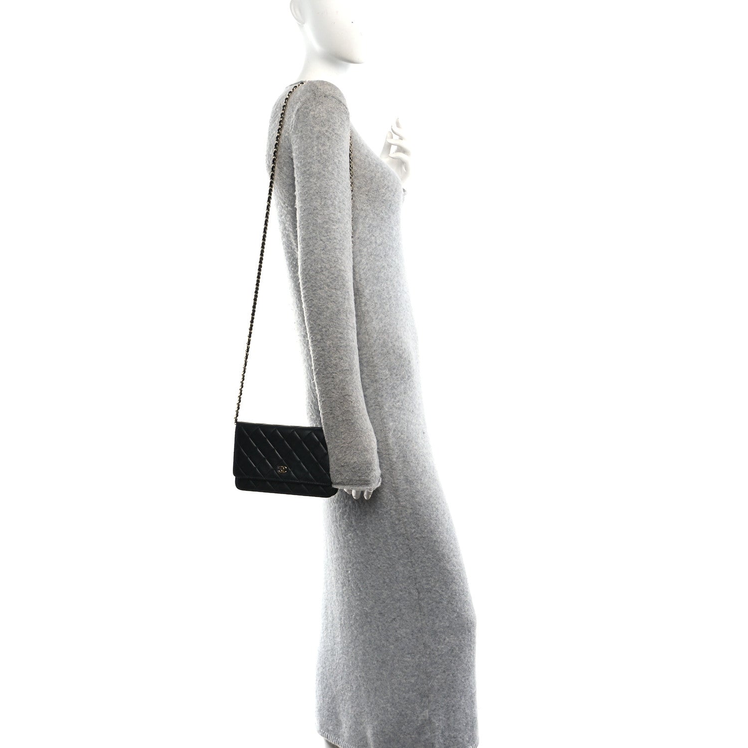 Chanel Lambskin Quilted Wallet On Chain WOC Black 2 of 13