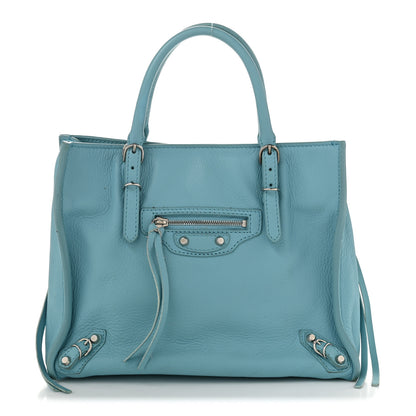 Balenciaga Supple Calfskin Papier Mini A4 Zip Around Tote Bleu Caraibes 1 of 12