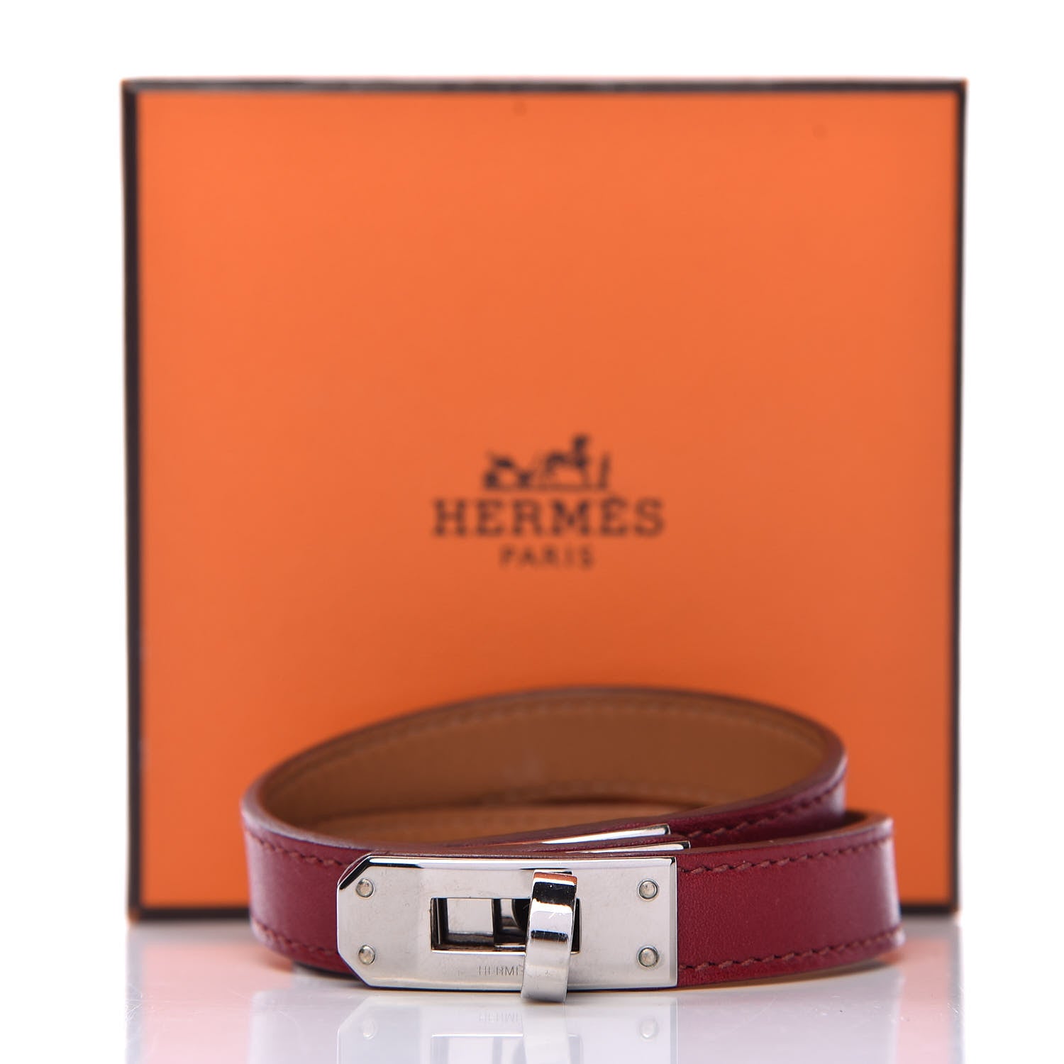 Hermes Tadelakt Kelly Double Tour Bracelet M Rubis 8 of 8