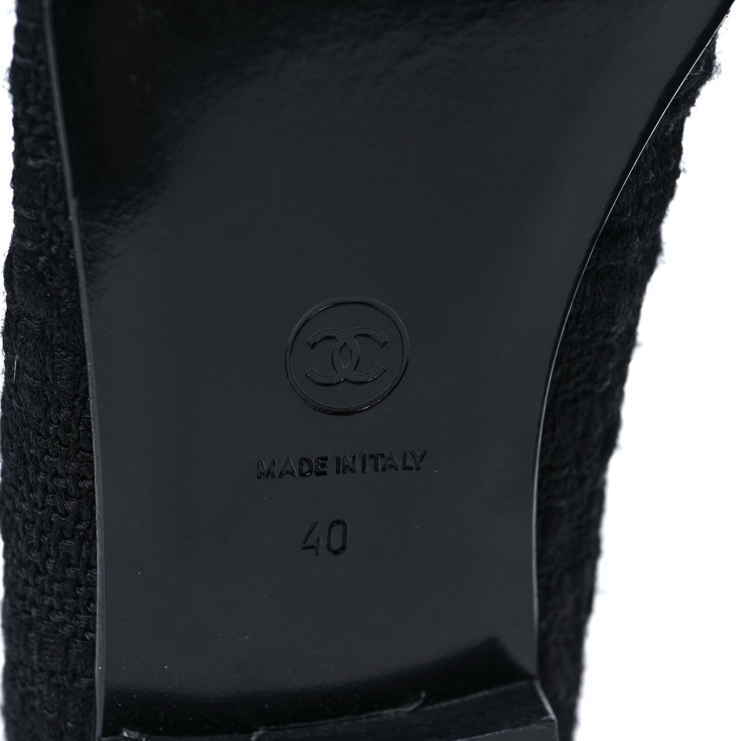 Tweed Patent Cap Toe Ballerina Flats 40 Black