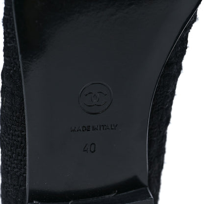 Chanel Tweed Patent Cap Toe Ballerina Flats 40 Black 6 of 8