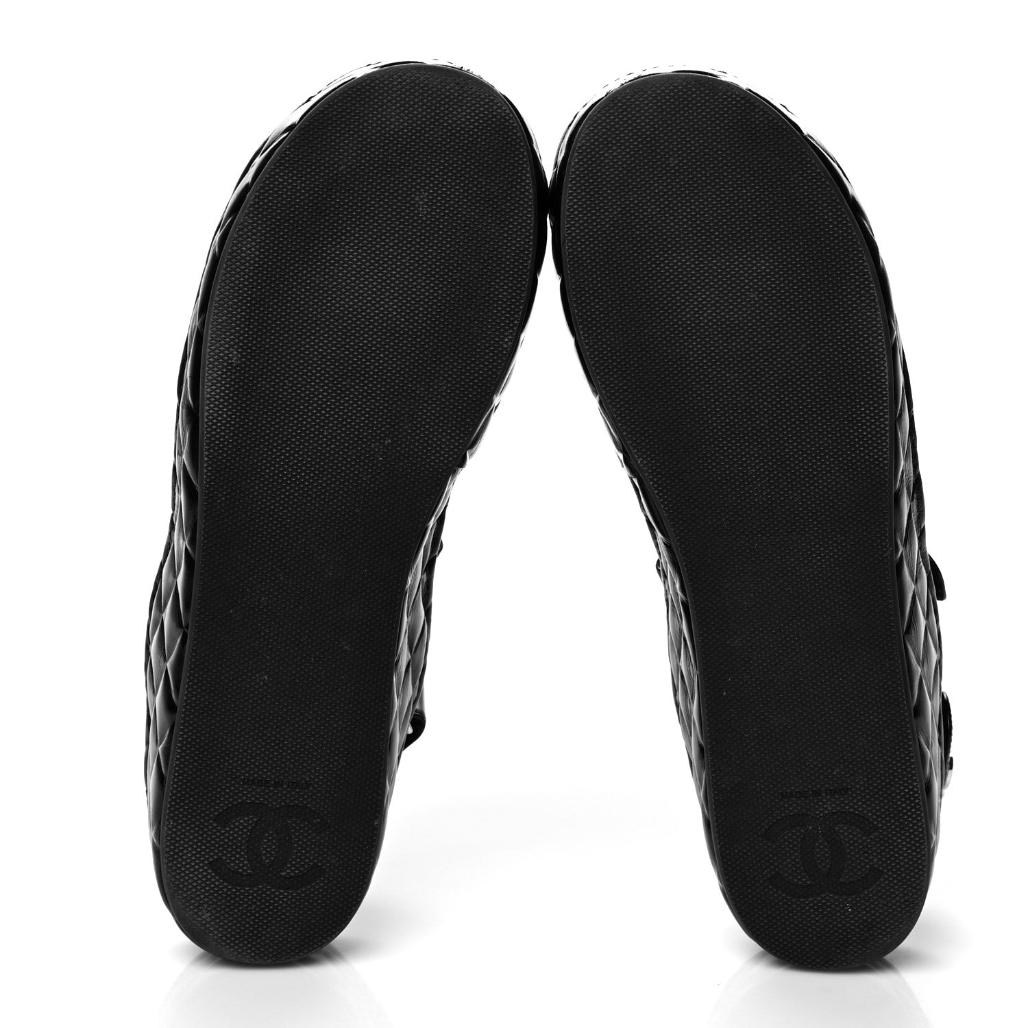 Chanel Shiny Calfskin Logo Platform Sandals 41 Black 5 of 8