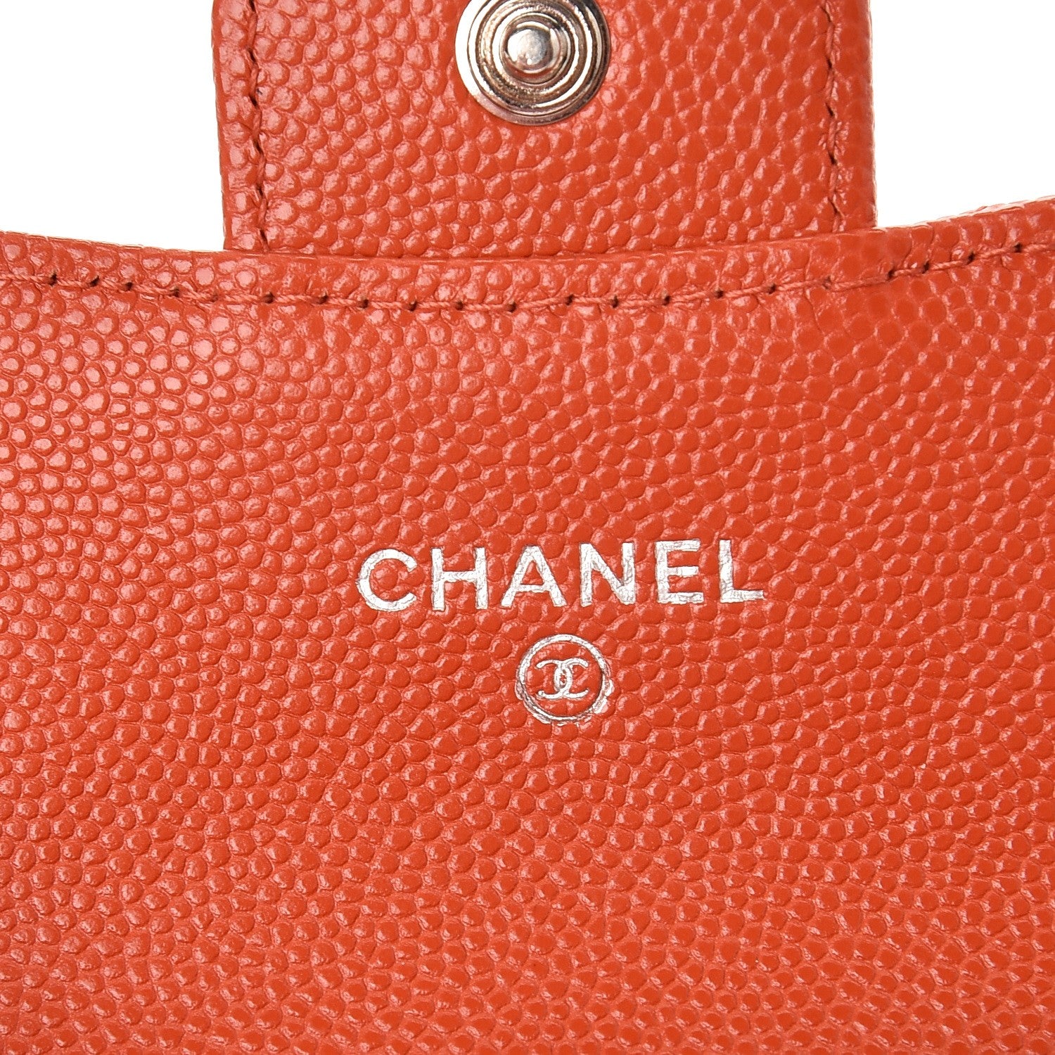 Chanel Caviar Quilted Card Holder Orange 6 of 10