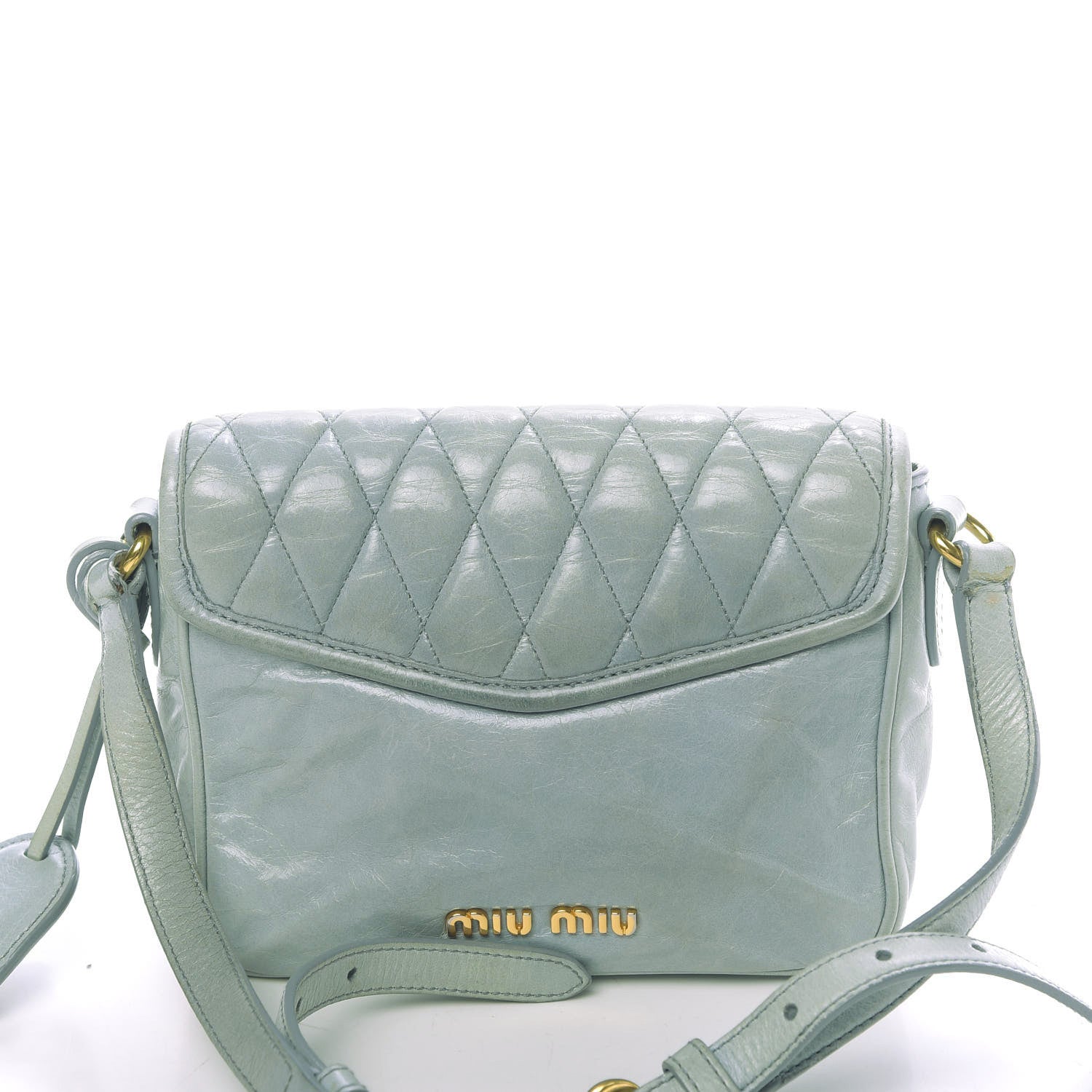 Miu Miu Vitello Shine Trapu Crossbody Bag Astrale 11 of 15